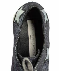 Hot Sale 🤩 Stella McCartney Metallic Grey Faux Glitter Suede Elyse Star Platform Derby Size 36 For 👩 Women 😀 -Stella McCartney Shop luxury women stella mccartney used shoes p423777 007
