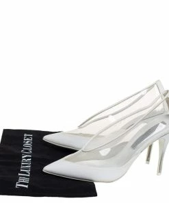 Promo 🔥 Stella McCartney White Faux Leather And PVC Pointed Toe Pumps Size 36.5 For 👩 Women 😀 -Stella McCartney Shop luxury women stella mccartney used shoes p426381 1619680407 001