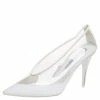 Promo 🔥 Stella McCartney White Faux Leather And PVC Pointed Toe Pumps Size 36.5 For 👩 Women 😀