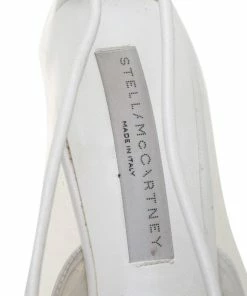 Promo 🔥 Stella McCartney White Faux Leather And PVC Pointed Toe Pumps Size 36.5 For 👩 Women 😀 -Stella McCartney Shop luxury women stella mccartney used shoes p426381 1619680423 005