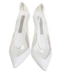 Promo 🔥 Stella McCartney White Faux Leather And PVC Pointed Toe Pumps Size 36.5 For 👩 Women 😀 -Stella McCartney Shop luxury women stella mccartney used shoes p426381 1619680427 006
