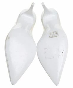 Promo 🔥 Stella McCartney White Faux Leather And PVC Pointed Toe Pumps Size 36.5 For 👩 Women 😀 -Stella McCartney Shop luxury women stella mccartney used shoes p426381 1619680437 008