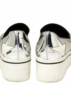 Buy ❤️ Stella McCartney Metallic Silver Faux Leather Binx Star Platform Slip On 👟 Sneakers Size 39 For 👩 Women 😍 -Stella McCartney Shop luxury women stella mccartney used shoes p433623 006
