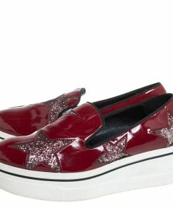 Top 10 🧨 Stella McCartney Red Faux Patent Leather Slip On Platform 👟 Sneakers Size 38 For 👩 Women 🤩 -Stella McCartney Shop luxury women stella mccartney used shoes p433934 001