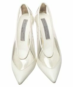 Wholesale 💯 Stella McCartney White Faux Leather And PVC Pointed Toe Pumps Size 37 For 👩 Women 🧨 -Stella McCartney Shop luxury women stella mccartney used shoes p436929 001