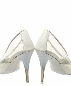 Wholesale 💯 Stella McCartney White Faux Leather And PVC Pointed Toe Pumps Size 37 For 👩 Women 🧨 -Stella McCartney Shop luxury women stella mccartney used shoes p436929 002
