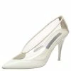 Wholesale 💯 Stella McCartney White Faux Leather And PVC Pointed Toe Pumps Size 37 For 👩 Women 🧨 -Stella McCartney Shop luxury women stella mccartney used shoes p436929 004