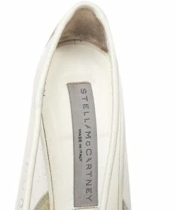 Wholesale 💯 Stella McCartney White Faux Leather And PVC Pointed Toe Pumps Size 37 For 👩 Women 🧨 -Stella McCartney Shop luxury women stella mccartney used shoes p436929 005