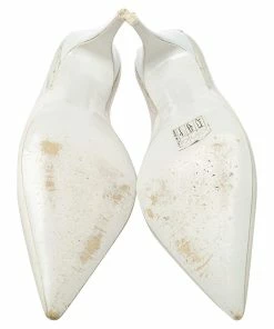 Wholesale 💯 Stella McCartney White Faux Leather And PVC Pointed Toe Pumps Size 37 For 👩 Women 🧨 -Stella McCartney Shop luxury women stella mccartney used shoes p436929 006