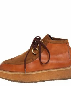 Discount 🤩 Stella McCartney Brown Faux Suede And Faux Leather Clipper Platform High Top 👟 Sneakers Size 41 For 👩 Women 😉 -Stella McCartney Shop luxury women stella mccartney used shoes p440680 004
