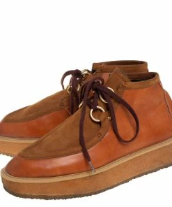 Discount 🤩 Stella McCartney Brown Faux Suede And Faux Leather Clipper Platform High Top 👟 Sneakers Size 41 For 👩 Women 😉 -Stella McCartney Shop luxury women stella mccartney used shoes p440680 006