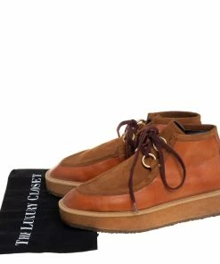 Discount 🤩 Stella McCartney Brown Faux Suede And Faux Leather Clipper Platform High Top 👟 Sneakers Size 41 For 👩 Women 😉 -Stella McCartney Shop luxury women stella mccartney used shoes p440680 007