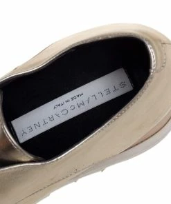 Best Pirce 👏 Stella McCartney Gold Faux Leather Wedge 👟 Sneakers Size 38.5 For 👩 Women ⭐ -Stella McCartney Shop luxury women stella mccartney used shoes p441247 005