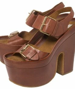 Best reviews of 🌟 Stella McCartney Brown Faux Leather Buckle Block Heel Platform 🩴 Sandals Size 40 For 👩 Women 🔥 -Stella McCartney Shop luxury women stella mccartney used shoes p447151 003