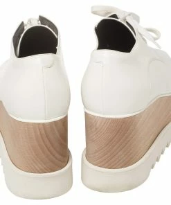 Deals 👏 Stella McCartney White Faux Leather Elyse Platforms 👟 Sneakers Size 38 For 👩 Women 💯 -Stella McCartney Shop luxury women stella mccartney used shoes p450978 003