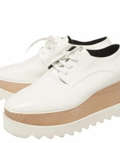 Deals 👏 Stella McCartney White Faux Leather Elyse Platforms 👟 Sneakers Size 38 For 👩 Women 💯 -Stella McCartney Shop luxury women stella mccartney used shoes p450978 009