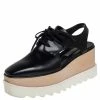 Deals 😉 Stella McCartney Black Faux Leather Elyse Cut Out Derby Platform 👟 Sneakers Size 38 For 👩 Women 👍 -Stella McCartney Shop luxury women stella mccartney used shoes p451081 003