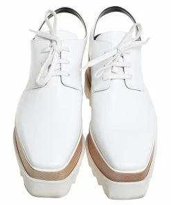Coupon ✔️ Stella McCartney White Faux Leather Elyse Cut Out Platform Derby Size 39 For 👩 Women 😉 -Stella McCartney Shop luxury women stella mccartney used shoes p451899 005