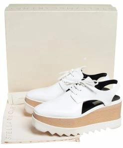 Coupon ✔️ Stella McCartney White Faux Leather Elyse Cut Out Platform Derby Size 39 For 👩 Women 😉 -Stella McCartney Shop luxury women stella mccartney used shoes p451899 009