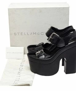 Best reviews of ⭐ Stella McCartney Black Faux Leather Buckle Block Heel 🩴 Sandals Size 39 For 👩 Women 💯 -Stella McCartney Shop luxury women stella mccartney used shoes p451937 001