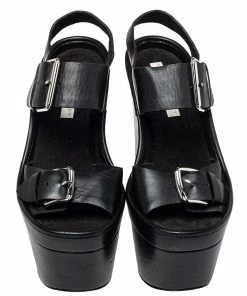 Best reviews of ⭐ Stella McCartney Black Faux Leather Buckle Block Heel 🩴 Sandals Size 39 For 👩 Women 💯 -Stella McCartney Shop luxury women stella mccartney used shoes p451937 004