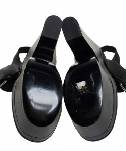Outlet 🤩 Stella McCartney Black Faux Leather Buckle Block Heel 🩴 Sandals Size 38 For 👩 Women 🎉 -Stella McCartney Shop luxury women stella mccartney used shoes p451938 007