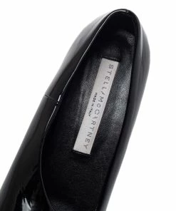 Cheapest 🔔 Stella McCartney Black Faux Patent Leather V Neck Pointed Toe Pumps Size 35.5 For 👩 Women ✨ -Stella McCartney Shop luxury women stella mccartney used shoes p452675 002
