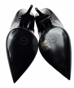 Cheapest 🔔 Stella McCartney Black Faux Patent Leather V Neck Pointed Toe Pumps Size 35.5 For 👩 Women ✨ -Stella McCartney Shop luxury women stella mccartney used shoes p452675 003