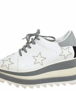 Deals 😉 Stella McCartney White/Grey Faux Leather And Suede Elyse Star 👟 Sneakers Size 35 For 👩 Women 😉 -Stella McCartney Shop luxury women stella mccartney used shoes p452683 004
