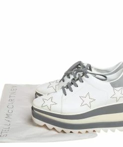 Deals 😉 Stella McCartney White/Grey Faux Leather And Suede Elyse Star 👟 Sneakers Size 35 For 👩 Women 😉 -Stella McCartney Shop luxury women stella mccartney used shoes p452683 009