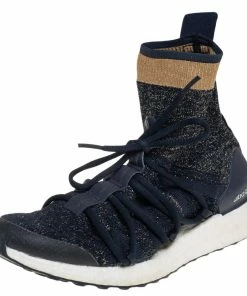 Deals 🥰 Stella McCartney Stella McCartney For Adidas Athletic Blue Lurex Fabric High Top 👟 Sneakers Size 40.5 For 👩 Women 🥰