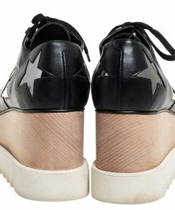 Budget 🎁 Stella McCartney Black Faux Leather Elyse Wedge 👟 Sneakers Size 38 For 👩 Women 🥰 -Stella McCartney Shop luxury women stella mccartney used shoes p459468 006