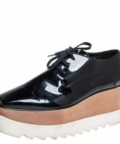 Best reviews of 😀 Stella McCartney Black Faux Patent Leather Elyse Platform Lace Up Derby Size 38.5 For 👩 Women 🔥