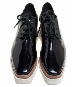 Best reviews of 😀 Stella McCartney Black Faux Patent Leather Elyse Platform Lace Up Derby Size 38.5 For 👩 Women 🔥 -Stella McCartney Shop luxury women stella mccartney used shoes p460579 004