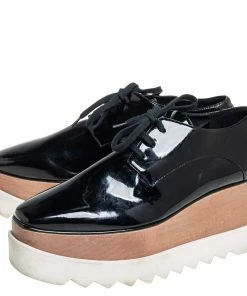 Best reviews of 😀 Stella McCartney Black Faux Patent Leather Elyse Platform Lace Up Derby Size 38.5 For 👩 Women 🔥 -Stella McCartney Shop luxury women stella mccartney used shoes p460579 009