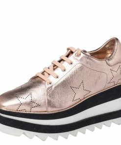 Top 10 😀 Stella McCartney Metallic Gold Leather Elyse Star Platform 👟 Sneakers Size 38 For 👩 Women 🌟