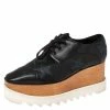 Promo ✔️ Stella McCartney Black Faux Leather Elyse Star Platform Lace Up Derby Size 38.5 For 👩 Women 🎁