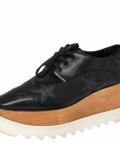 Promo โ๏ธ Stella McCartney Black Faux Leather Elyse Star Platform Lace Up Derby Size 38.5 For ๐ฉ Women ๐