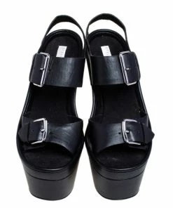 Outlet 😉 Stella McCartney Black Faux Leather Buckle Block Heel Platform 🩴 Sandals Size 40 For 👩 Women 👍 -Stella McCartney Shop luxury women stella mccartney used shoes p471766 007