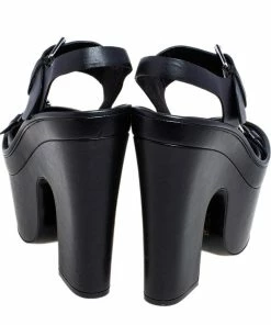 Outlet 😉 Stella McCartney Black Faux Leather Buckle Block Heel Platform 🩴 Sandals Size 40 For 👩 Women 👍 -Stella McCartney Shop luxury women stella mccartney used shoes p471766 008