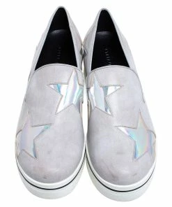 Hot Sale 👏 Stella McCartney Grey Faux Leather Binx Star Platform Slip On 👟 Sneakers Size 40 For 👩 Women 🛒 -Stella McCartney Shop luxury women stella mccartney used shoes p472074 003