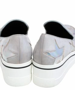 Hot Sale 👏 Stella McCartney Grey Faux Leather Binx Star Platform Slip On 👟 Sneakers Size 40 For 👩 Women 🛒 -Stella McCartney Shop luxury women stella mccartney used shoes p472074 004