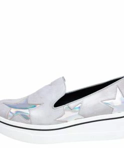 Hot Sale 👏 Stella McCartney Grey Faux Leather Binx Star Platform Slip On 👟 Sneakers Size 40 For 👩 Women 🛒 -Stella McCartney Shop luxury women stella mccartney used shoes p472074 008