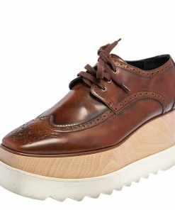 Best deal 🎁 Stella McCartney Brown Brogue Faux Leather Elyse Platform Derby Size 39 For 👩 Women 🔔
