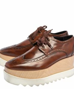 Best deal 🎁 Stella McCartney Brown Brogue Faux Leather Elyse Platform Derby Size 39 For 👩 Women 🔔 -Stella McCartney Shop luxury women stella mccartney used shoes p472252 008