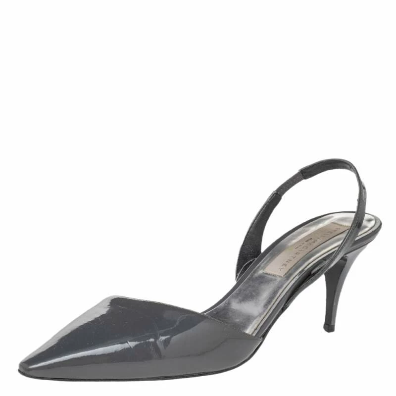 New ✔️ Stella McCartney Dark Grey Faux Patent Leather Slingback 🩴 Sandals Size 37 For 👩 Women 💯 3 New ✔️ Stella McCartney Dark Grey Faux Patent Leather Slingback 🩴 Sandals Size 37 For 👩 Women 💯