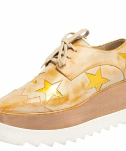 Brand new ❤️ Stella McCartney Beige Faux Leather Elyse Star Platform 👟 Sneakers Size 36.5 For 👩 Women 🎁