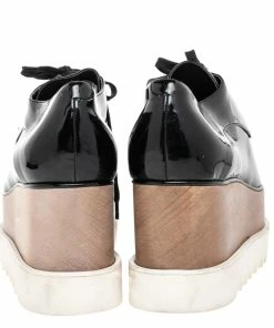 Budget 💯 Stella McCartney Black Faux Patent Leather Elyse Platform Derby Size 40 For 👩 Women 🎁 -Stella McCartney Shop luxury women stella mccartney used shoes p479121 005