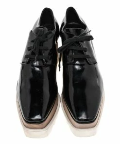 Budget 💯 Stella McCartney Black Faux Patent Leather Elyse Platform Derby Size 40 For 👩 Women 🎁 -Stella McCartney Shop luxury women stella mccartney used shoes p479121 007