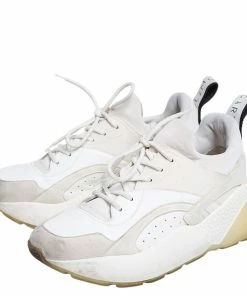 Budget ✨ Stella McCartney White Faux Leather And Faux Suede Eclypse Low Top 👟 Sneakers Size 38 For 👩 Women ⭐ -Stella McCartney Shop luxury women stella mccartney used shoes p479681 003